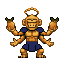 Pixel Art: god monkey holding holly mango (generated with AI and edited by pixie.haus).