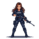 Pixel Art: woman in swat outfit (generated with AI by sandacz).