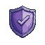 Pixel Art: Pixel art icon of a sturdy shield with a subtle checkmark en...