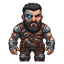 Pixel Art: cyborg dwarf portrait