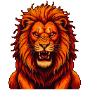 Pixel Art: orange nightmare lion front