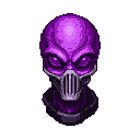 Pixel Art: Alien roxo com a máscara do mfdoom
