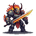 Pixel Art: hac un monstruo con una espada de fuego y que su armadura se...