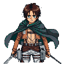 Pixel Art: Eren Jaeger (Attack on Titan) (generated with AI by Tynvar Spirit).