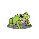 Pixel Art: frog (generated with AI by sandacz).