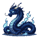 Pixel Art: Original eastern dragon in high-quality pixel art. Long serp...