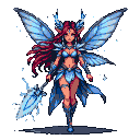 Pixel Art: thunder pixie woman (generated with AI by pixie.haus).