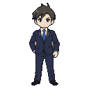Pixel Art: Make a guy pokemon themed character in elegant in suit