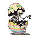Pixel Art: skeleton hatching from easter egg