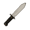 Pixel Art: A modern survival dagger with a flint blade, and a black tou...