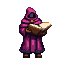 Pixel Art: no face mage holding colossal book (generated with AI and edited by pixie.haus).