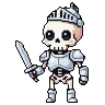 Pixel Art: kawaii style skeleton knight