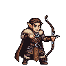 Pixel Art: set of elves with different weapons and outfits