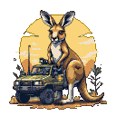 Pixel Art: kangaroo australia Task Force (generated with AI by Rivdan Shapeshifter).