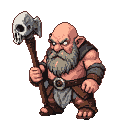 Pixel Art: dwarf with skull axe