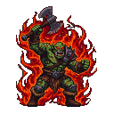 Pixel Art: orc berserker in blood fury aura old shool sprite