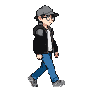 Pixel Art: Skinny white teenage boy with prescription glasses, wearing ...