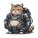 Pixel Art: fat cat in exoskeleton