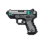 Sleek Sci-Fi Handgun: Cyan Accents, Concealed Power