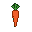A vibrant orange carrot with a leafy green top against a black background.