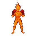 Pixel art generated with AI prompt: fire elemental in boxer 