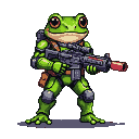 Amphibian soldier in green tactical armor holding a tripleblaster rifle, with orange-tinted eyes.
