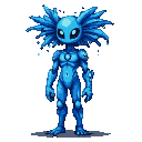 Pixel Art: surreal blue figure