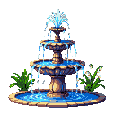 Pixel Art: fountain (generated with AI and edited by Alouka).