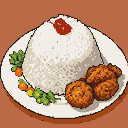 Pixel Art: Nasi Lemak with Ayam Goreng on the side