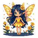 Pixel Art: little fairy in the colors of the sun