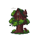Pixel Art: tree house (generated with AI by pixie.haus).