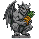 Pixel Art: gargoyle holding pineapple
