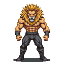 Pixel Art: fighter character with lion head
