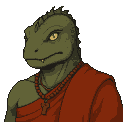 Pixel Art: lizard face monk warrior