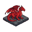 Pixel Art: isometric tile red dragon