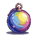 A swirling, iridescent orb pulses with magical energy, its glassy surface hinting at hidden powers and enchanting mysteries. This luminous treasure, adorned with a golden ring and delicate purple cord, promises wonder and discovery.