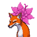 Pixel Art: evil fox with huge flower on the back