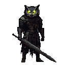 Pixel Art: nightmare warrior with owl head