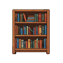 A wooden bookshelf packed with colorful books, some stacked horizontally.