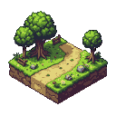 Pixel Art: Dirt Path isometric tile (generated with AI and edited by Alouka).