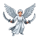 Pixel Art: angel with 2 sickle weapons