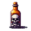 Pixel Art: vial with skull and grey liquid