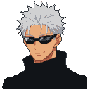 Pixel Art: gojo with white hair