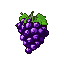 A cluster of deep purple grapes with green leaves against a black background.