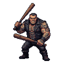 Pixel Art: boss thug with double baseball bats