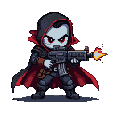 Pixel Art: vampire with minigun