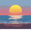 Pixel Art: Sunset Serenity: 8-Bit Beach Glow