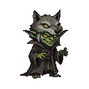 Pixel Art: goblin mag with wolf hat and coat