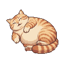 Pixel Art: huge fat cat sleeps