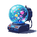 Pixel Art: futuristic quantum bubble machine